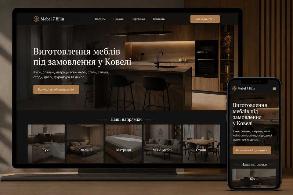 Сайт меблевого виробництва Mebel 7 Bilin
